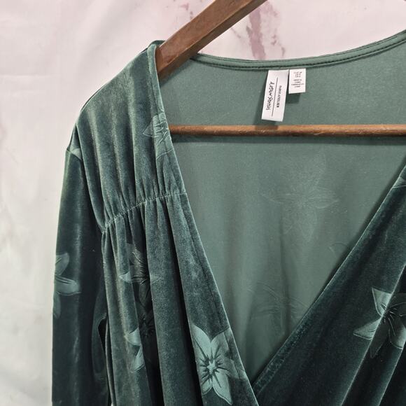 & Other Stories Dress Womens 6 Small Green Velvet Floral Midi Maxi Wrap Long - Picture 3 of 16
